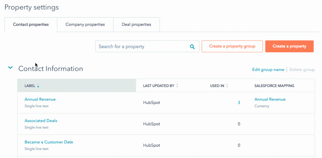 HubSpot's contact properties